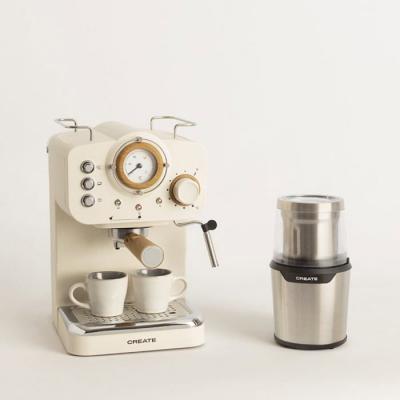 CREATE Pack cafeti&egrave;re expresso THERA RETRO + moulin MILL PRO -  - 20 bars - Multicolore