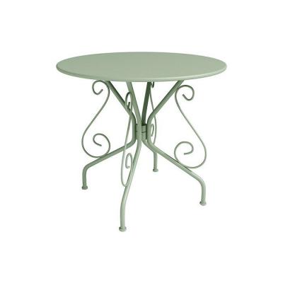 MYLIA Table de jardin en m&eacute;tal fa&ccedil;on fer forg&eacute; - Vert amande - GUERMANTES