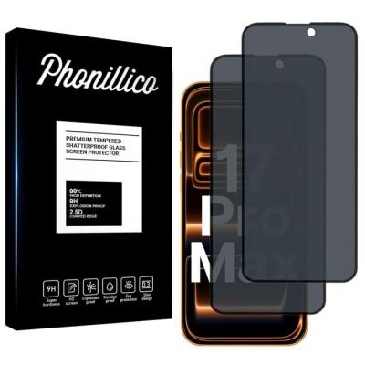 PHONILLICO Verre Tremp&eacute; pour iPhone 17 PRO MAX [Pack 2] Film Noir Anti Espion Vitre Protection Ecran