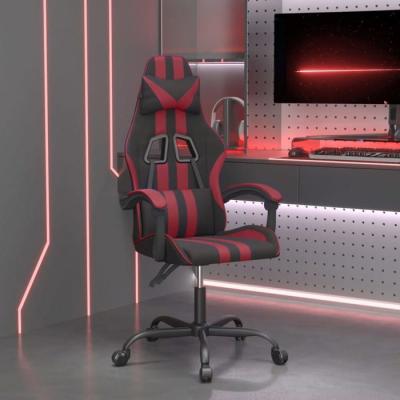 VIDAXL Chaise gaming pivotante Noir et rouge bordeaux SimilicuirChaise Gamer Si&egrave;ge Gaming Fauteuil Gamer 