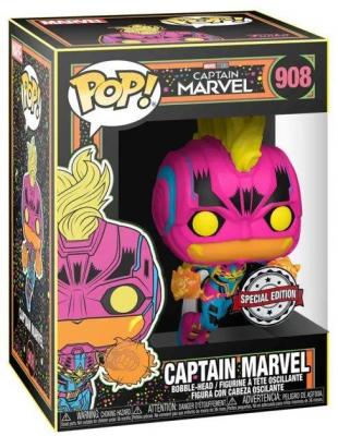  Figurine Funko Pop! N&deg;908 - Marvel - Black Light Captain Marvel