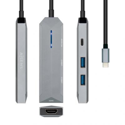 AISENS  ASUC-4P002-GR station d'accueil Avec fil USB 3.2 Gen 1 (3.1 Gen 1) Type-C Gris