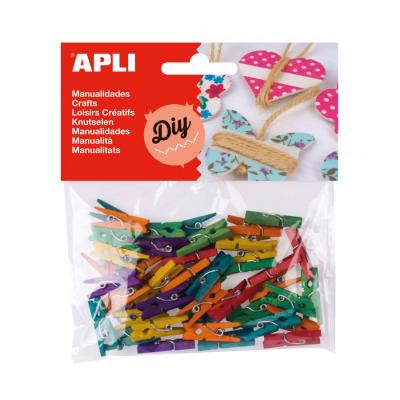 GENERIQUE Apli Sachet De 45 Mini Pinces En Bois Couleurs Assorties - 25x3 Mm