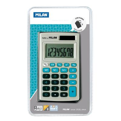 GENERIQUE Blister calculatrice 8 chiffres avec &eacute;tui, gris-bleu