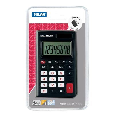 GENERIQUE Milan Blister Pack Black 8 Digit Calculator With Cover Argent&eacute;