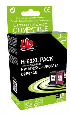 UPRINT Pack PREMIUM compatible HP 62XL 2 cartouches
