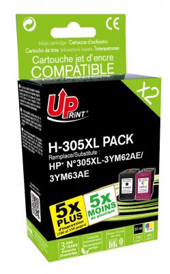 UPRINT Pack PREMIUM  compatible avec HP 305XL (3YM62AE/3YM63AE) noir et couleur