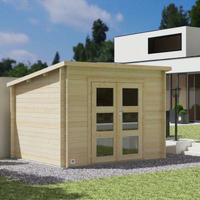 CERLAND Abri de jardin en bois toit plat 7,4 m&sup2; Amazonie Ep. 28 mm