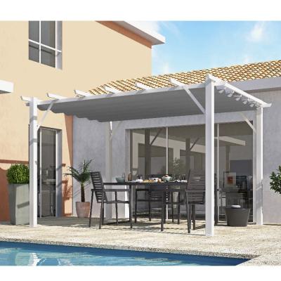 HABRITA Pergola 100% Aluminium Toile &Eacute;paisse De 12 M2 - Structure Blanch Perle