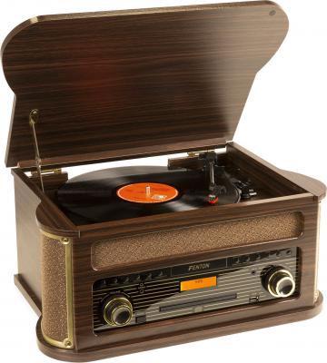 FENTON  Memphis tourne-disque vintage en bois fonc&eacute; - Platines disque