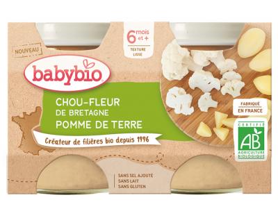 BABYBIO  Chou-Fleur et Pomme de Terre des 6M Bio - 2x130G