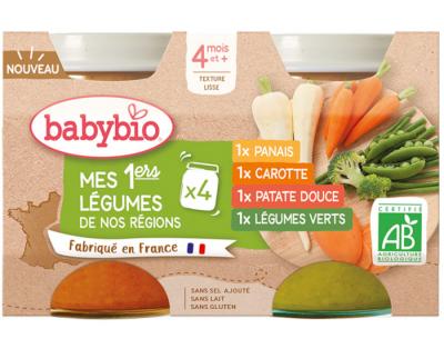 BABYBIO Repas B&eacute;b&eacute; L&eacute;gumes Bio D&eacute;s 4 Mois Babyboi - Les 4 Pots De 130g