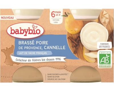 BABYBIO  Yaourt poire &agrave; la cannelle 2 Unit&eacute;s