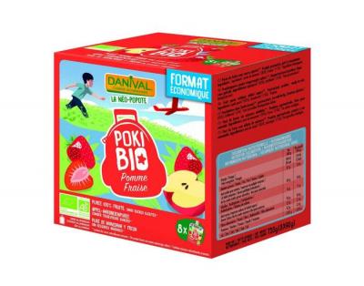 DANIVAL Poki Pomme Fraise sans sucres ajout&eacute;s 8x90g Bio -