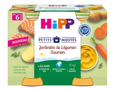 HIPP  Les Petits Mijot&eacute;s - 2 x 190 g Jardini&egrave;re de L&eacute;gumes Saumon - 6M