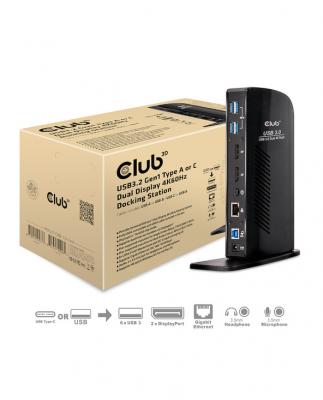 CLUB 3D Station d'accueil Club3D SenseVision USB 3.0 Dual Display 4K60Hz