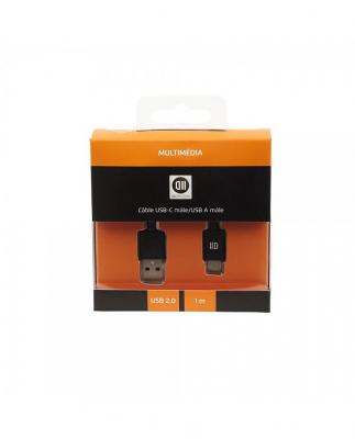 D2 DIFFUSION D2USBCUSBM100 C&acirc;ble USB-C 2.0/USB Type A M&acirc;le Noir