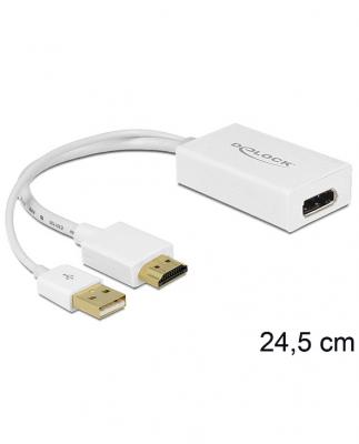 DELOCK  62496 - adaptateur pour cable (HDMI-A, USB-A, Displayport, m&acirc;le/femelle) couleur blanc