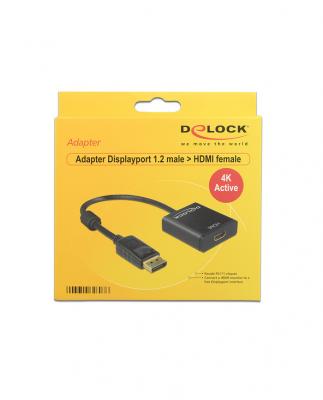 DELOCK  62607 Adaptateur DisplayPort 1.2 vers HDMI 0,20 cm Noir
