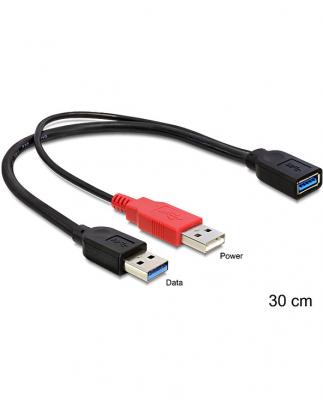 DELOCK Cable usb Y-Anschl USB3.0 a - 2x a Bu/St 0,30m (83176) - 