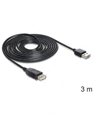 DELOCK EASY-USB - Rallonge de c&acirc;ble USB - USB (F) pour USB (M) - 3 m - noir