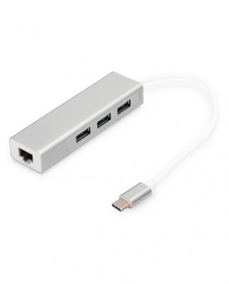DIGITUS  Concentrateur USB 3.0 de Type-C avec Gigabit Ethernet