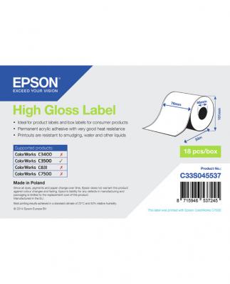 EPSON POS Epson High Gloss Label - Continuous Roll: 76mm x 33m