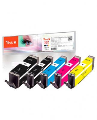 PEACH  lot de cartouches dencre compatible &agrave; canon 570, cli-571