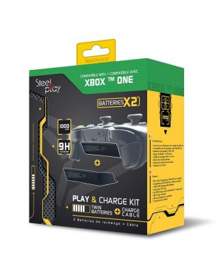 STEELPLAY Kit Play & Charge 2 batteries + C&acirc;ble pour Xbox One  Noir
