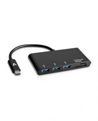 V7  UC3U-HUB-BLK-1E USB-C m&acirc;le &agrave; 5-en-1 femelle Hub Noir