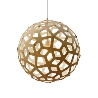DAVID TRUBRIDGE Lampe coral color&eacute;e 60cm bambou et blanc