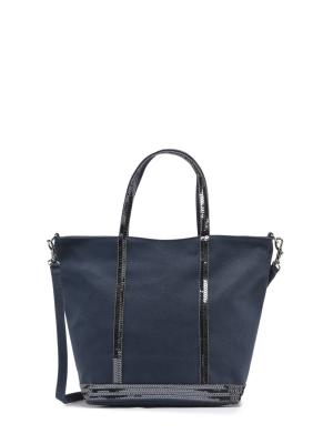 VANESSA BRUNO Petit Cabas Zipp&eacute; Paillettes  Bleu