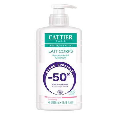 CATTIER Lot de 2 Laits corps Beurre de karit&eacute; et G&eacute;ranium Nourrissant 