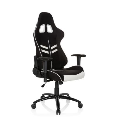 HJH OFFICE Chaise de bureau gaming / fauteuil gamer LEAGUE PRO I tissu / simili-cuir noir / blanc  