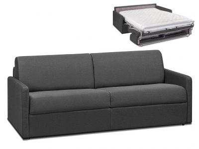 VENTE UNIQUE Canap&eacute; 4 places convertible express en tissu CALIFE - Gris - Couchage 160 cm