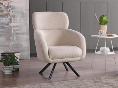 PASCAL MORABITO  - Fauteuil pivotant en Tissu chin&eacute; Beige LACONA de
