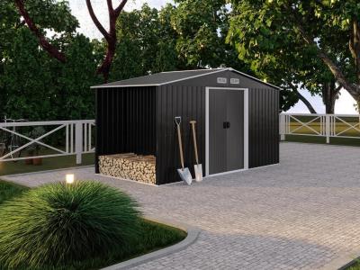 VENTE UNIQUE Abri de jardin m&eacute;tal avec abri b&ucirc;che en acier galvanis&eacute; gris 6,7 m&sup2; LERY