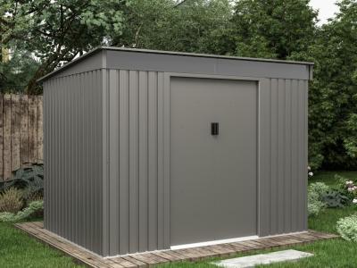 VENTE UNIQUE Abri de jardin m&eacute;tal en acier galvanis&eacute; gris 4,77 m&sup2; - FOLCO