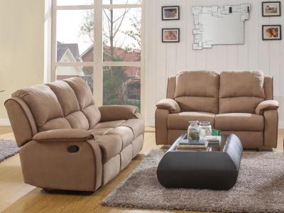 VENTE UNIQUE Canap&eacute;s 3 places et 2 places relax en microfibre HERNANI - Taupe
