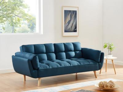 VENTE UNIQUE Canap&eacute; 3 places convertible clic-clac en tissu loeline - Bleu - Bleu