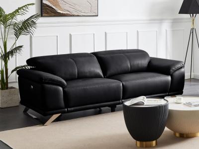 VENTE UNIQUE Canap&eacute; 3 places relax &eacute;lectrique en cuir de vachette noir AZIDEE II