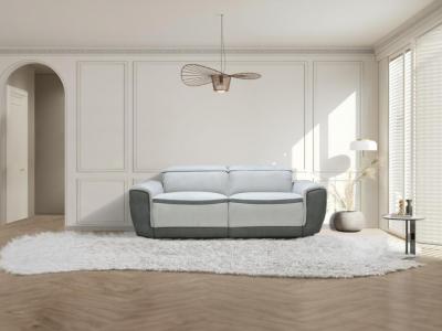 VENTE UNIQUE.COM Canap&eacute; 3 places relax &eacute;lectrique en tissu gris clair ORIETTO