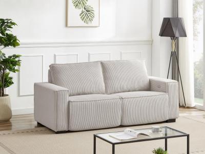 VENTE UNIQUE Canap&eacute; 3 places relax &eacute;lectrique en velours cotel&eacute; gris clair AMELIO