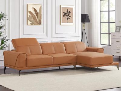 VENTE UNIQUE Vente-unique Canap&eacute; d'angle droit en cuir de buffle camel ANDOR