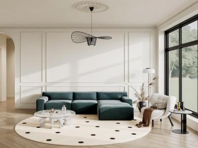 VENTE UNIQUE Vente-unique Canap&eacute; d'angle droit en velours bleu OTRANO