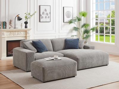 VENTE UNIQUE Vente-unique - Canap&eacute; d'angle Droit en Velours c&ocirc;tel&eacute; Gris TIRONO