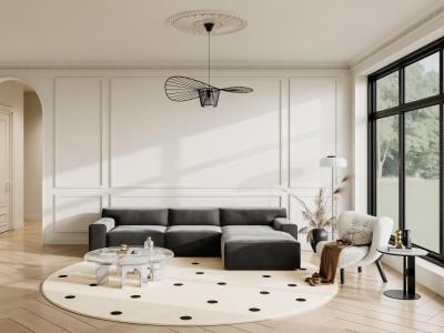 VENTE UNIQUE Vente-unique Canap&eacute; d'angle droit en velours gris OTRANO