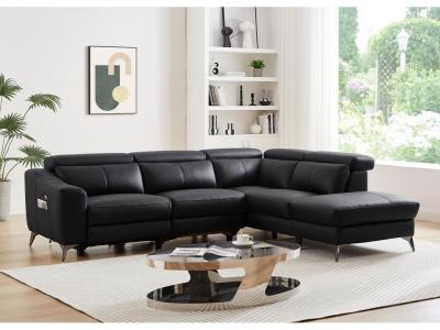 VENTE UNIQUE.COM Vente-unique Canap&eacute; d'angle droit relax &eacute;lectrique en cuir noir FORLO
