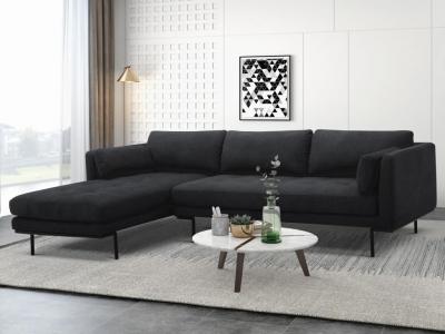 VENTE UNIQUE Canap&eacute; d'angle gauche en tissu anthracite et pieds en m&eacute;tal ISABELLA