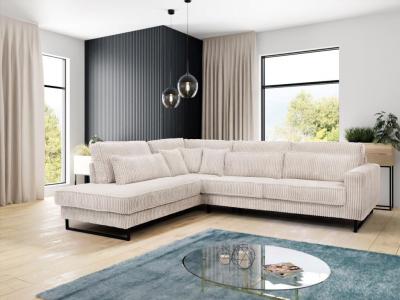 VENTE UNIQUE Vente-unique - Canap&eacute; d'angle Gauche en Velours c&ocirc;tel&eacute; Beige TESSIO